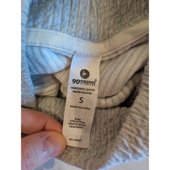 90 Degree by Reflex Horizontal Quilted Mock Neck Pullover Sweater Top Small Gray - Picture 3 of 5